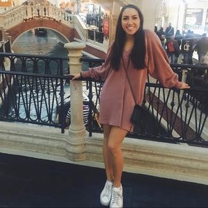 Free people oversized pink Lacey sweater dress